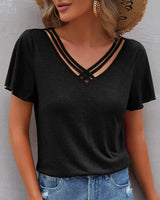 Nora | Einfarbiges T-Shirt mit V-Ausschnitt