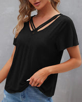 Nora | Einfarbiges T-Shirt mit V-Ausschnitt