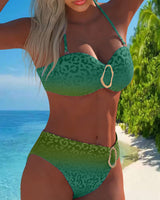 Delphine | Halter-Badeanzug mit Leo-Print und Farbverlauf
