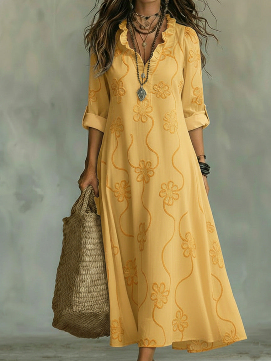 Máriam – Maxikleid mit tonalem Blumenmuster
