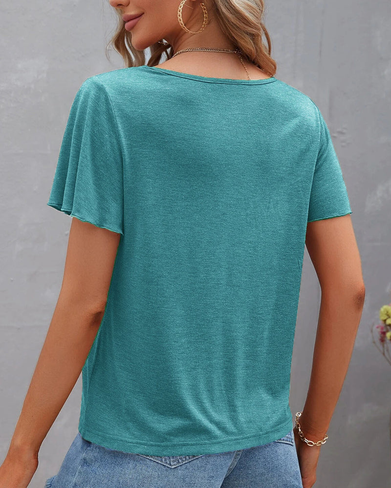 Nora | Einfarbiges T-Shirt mit V-Ausschnitt