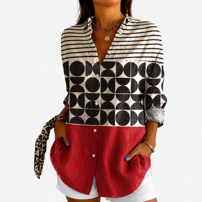 Selina | Retro-Bluse im Colorblock-Design