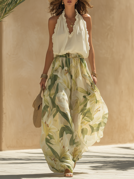Lysandra | Elegantes, fließendes Ensemble mit Liliendruck