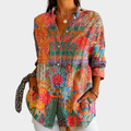 Jasmin | Patchwork-Bluse mit Wildblumenprint