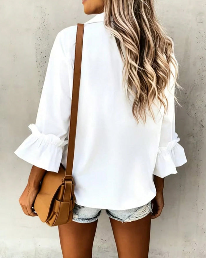 Hanna | Unifarbenes Hemd mit Brusttasche