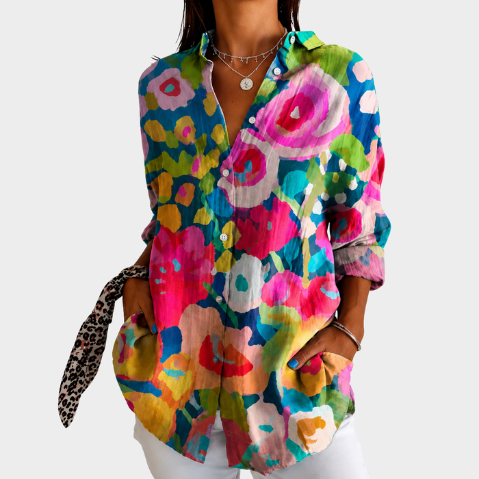 Nina | Bluse mit gemaltem Gartenprint