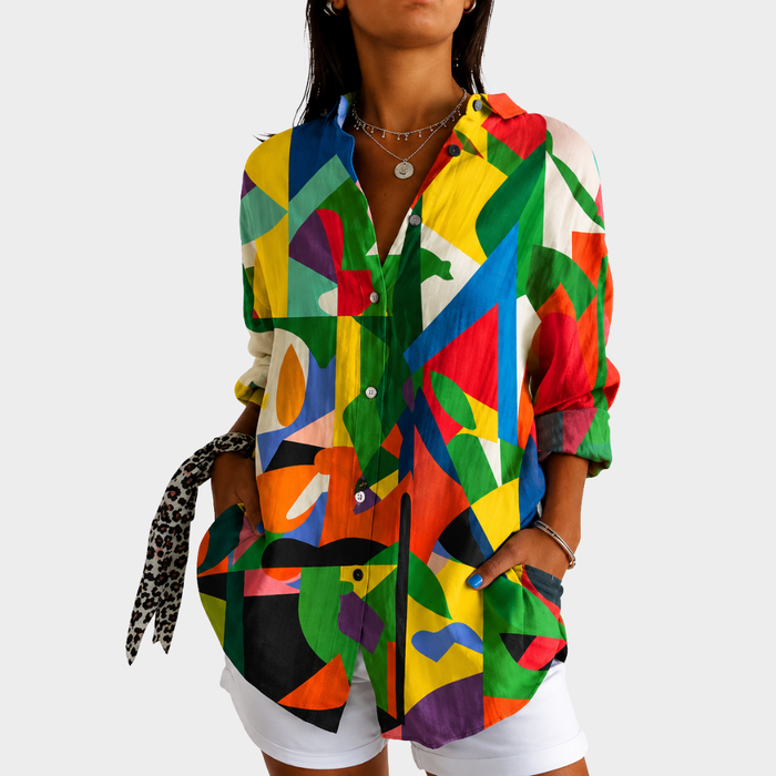 Greta | Bluse mit Farbspritzer-Print