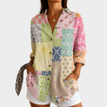 Tanja | Patchwork-Bluse mit Gartenprint