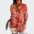 Rahel | Hemdbluse mit Sonnenuntergangs-Blütenprint