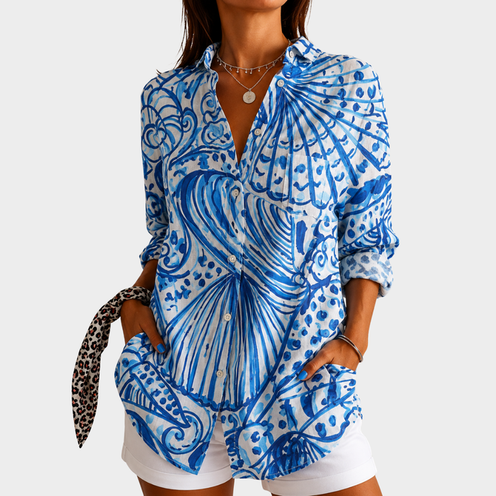 Eva | Hemdbluse mit Muschel-Print