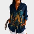 Yvonne | Statement-Bluse mit Ozean-Print