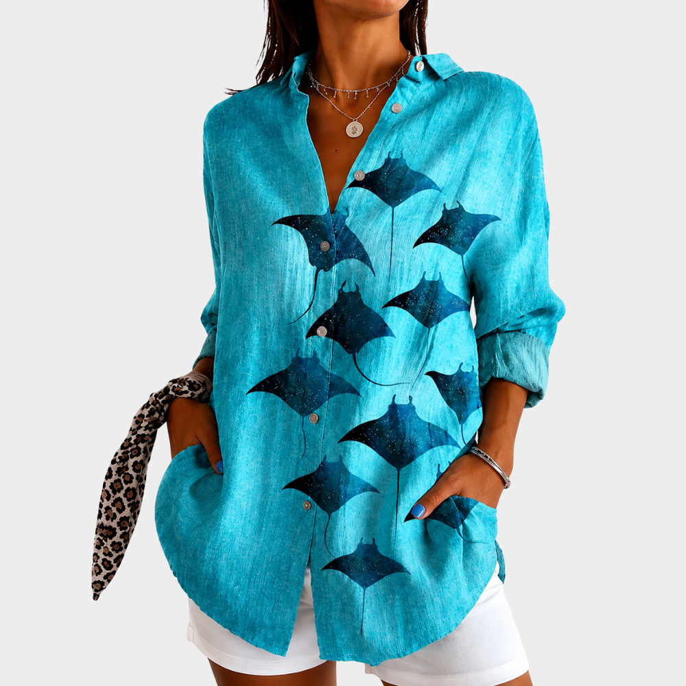 Brigitte | Bluse mit Ozean-Print