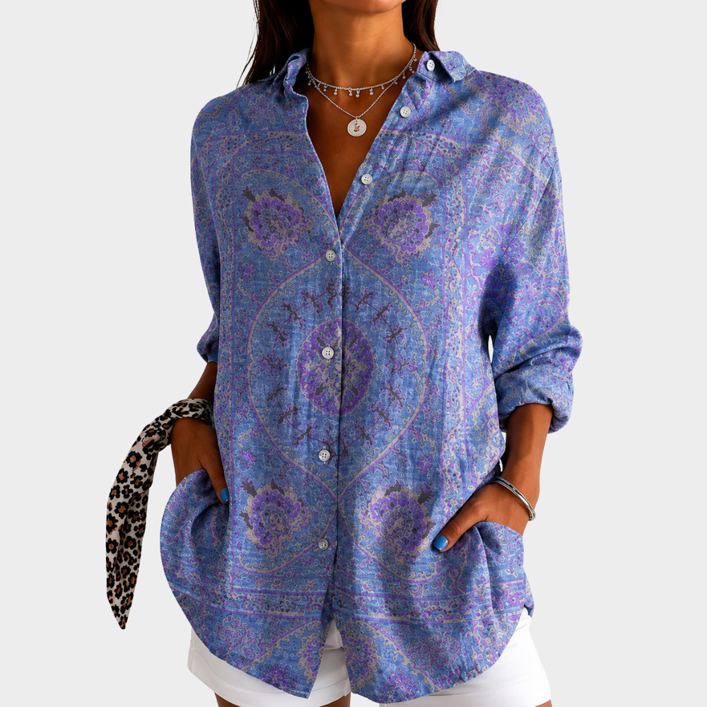 Gudrun | Bluse mit Lavendel-Mosaik