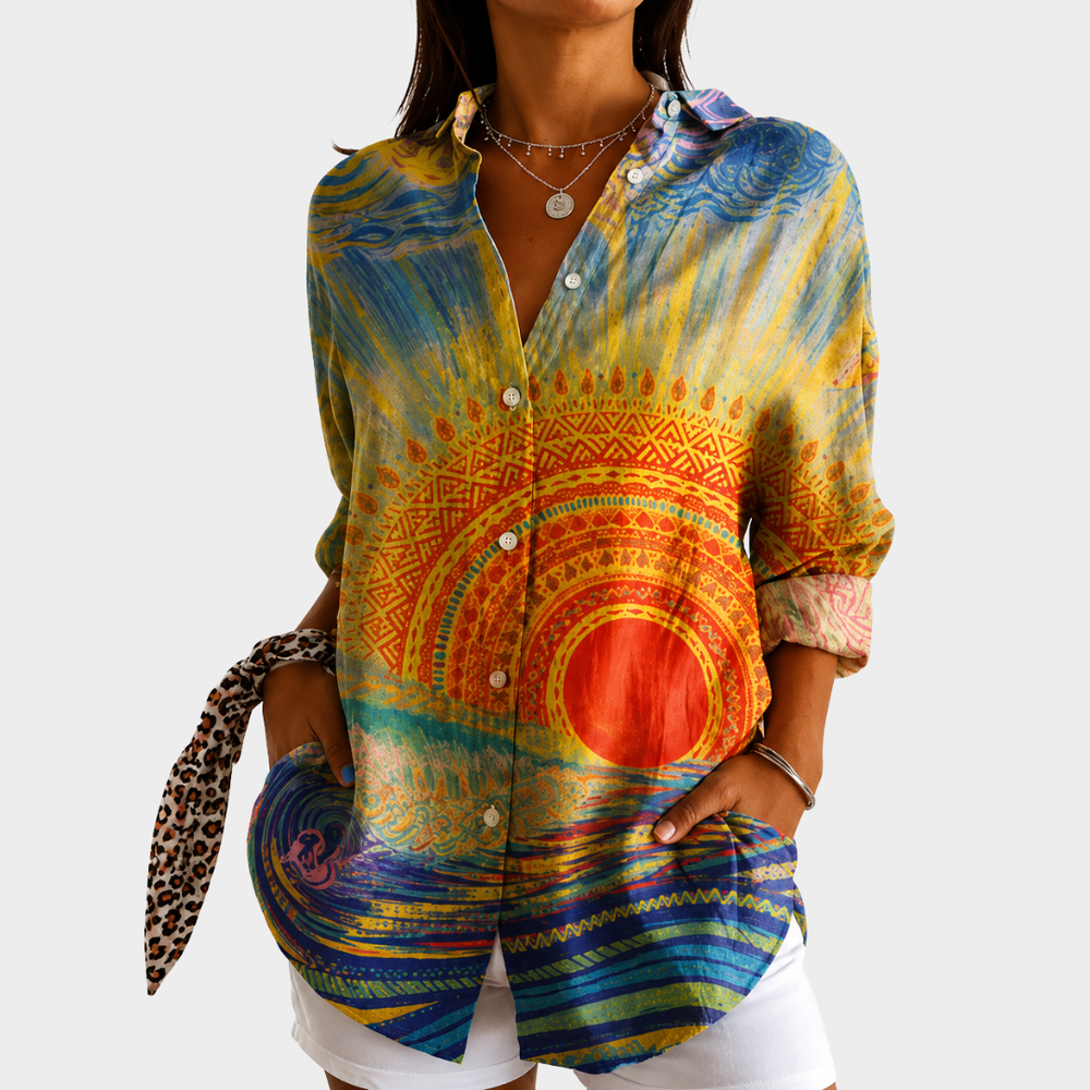 Doris | Bluse mit Sonnenuntergangs-Print