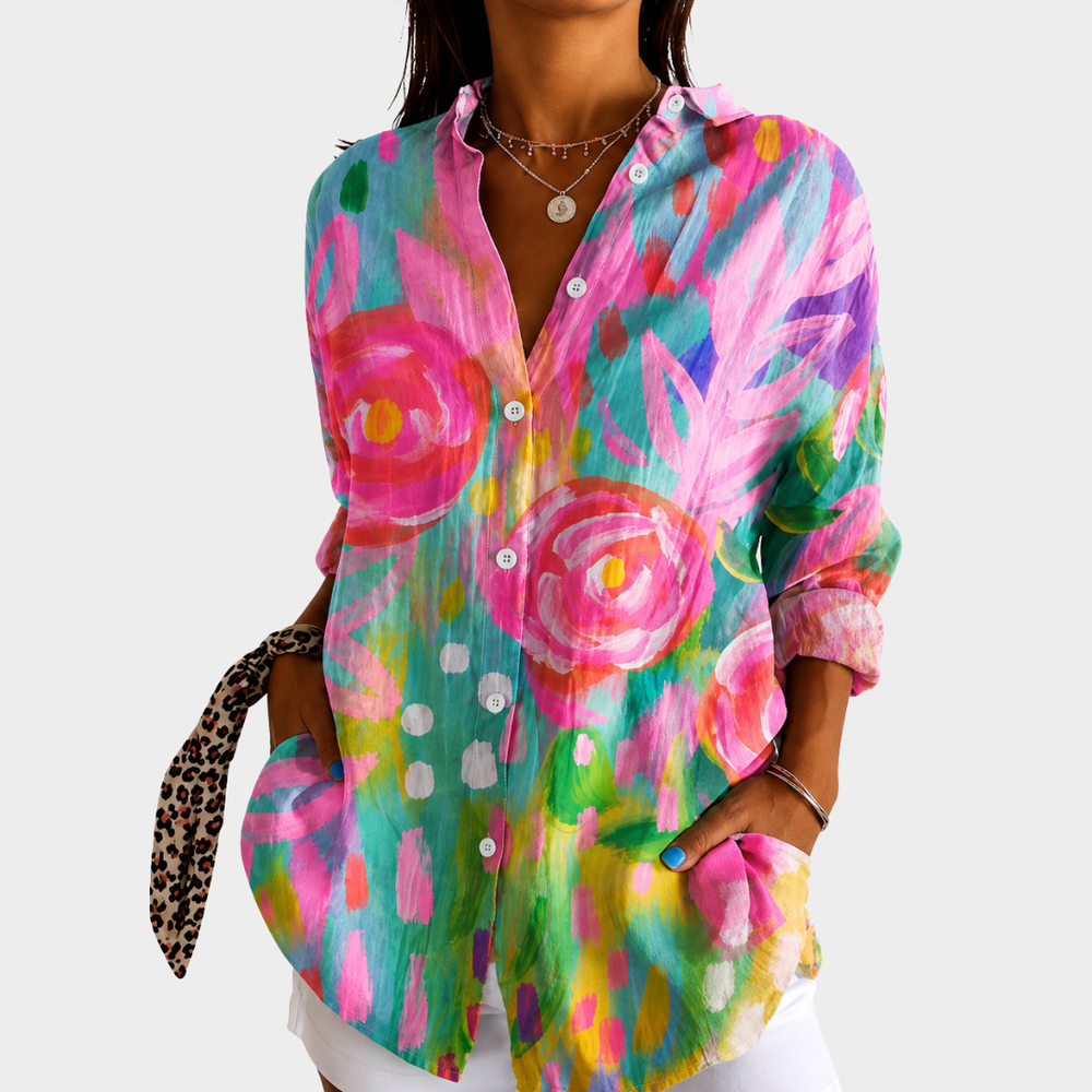 Vanessa | Bluse mit gemaltem Gartenprint