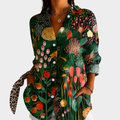 Larissa | Statement-Bluse mit nächtlichem Gartenprint