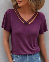 Nora | Einfarbiges T-Shirt mit V-Ausschnitt