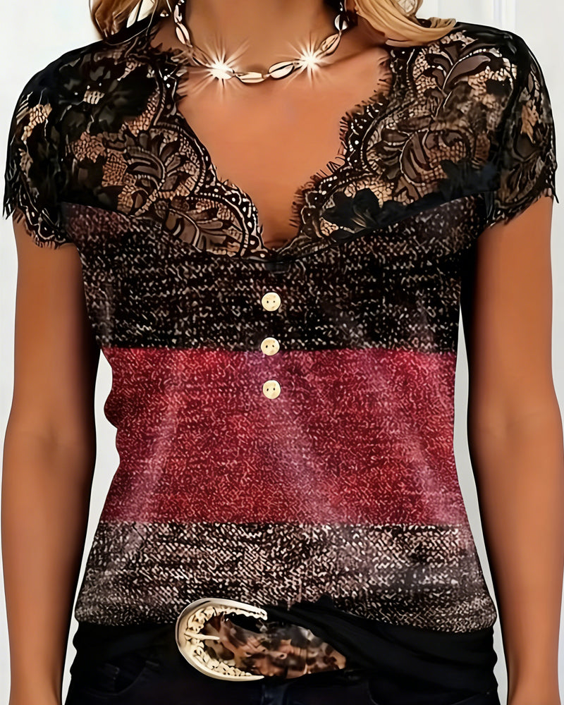 Svenja | T-Shirt mit Patchwork-Spitze