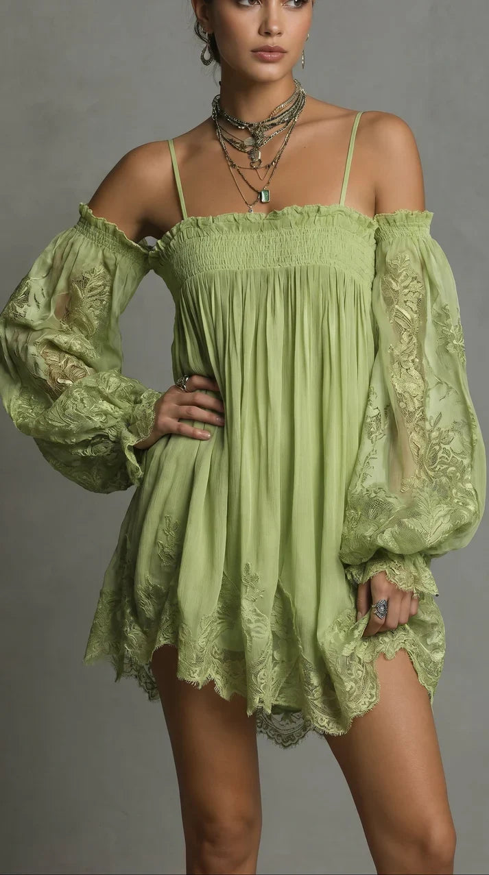 Petra | Chiffonkleid mit Off-Shoulder-Ausschnitt