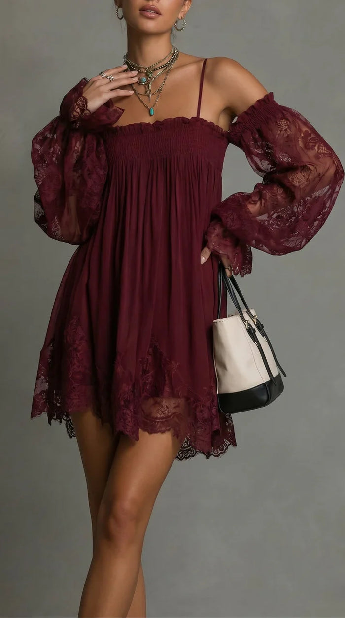 Petra | Chiffonkleid mit Off-Shoulder-Ausschnitt