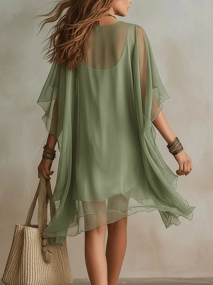 Ursula | Chiffon-Kleid im 2-in-1-Look