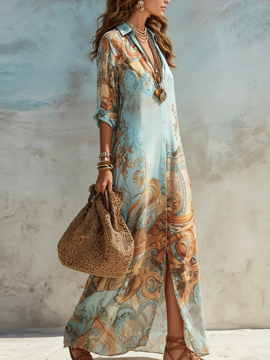 Serena | Chemisier-Kleid im Mediterran-Stil