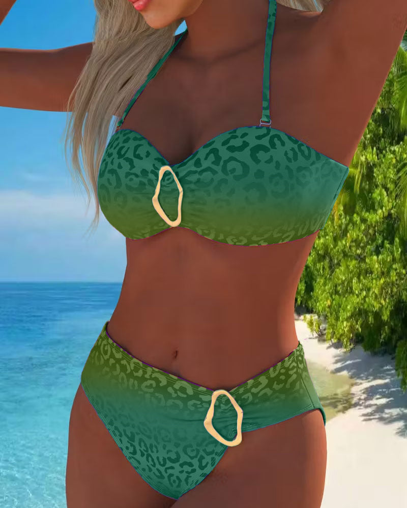 Delphine | Halter-Badeanzug mit Leo-Print und Farbverlauf