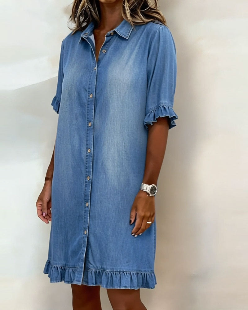 Freya | Bequemes Jeanskleid mit schmeichelnder Raffung