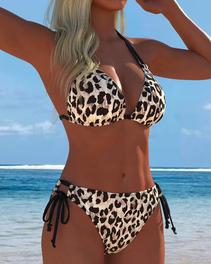 Vera | Bikini mit Leo-Muster und Halter-Trägern