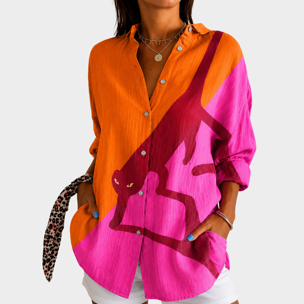 Vreni | Statement-Bluse mit Safari-Print