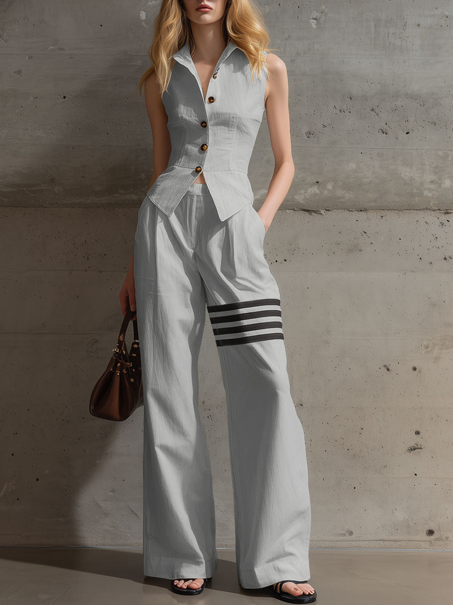 Tailliertes Hemd mit Knopfleiste und Hose mit geradem Bein